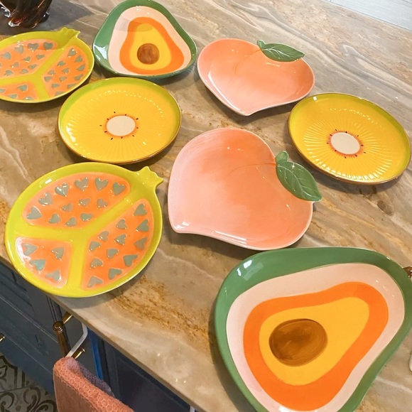 Ceramic dish plate fruit shape avocado peach pomegranate design kitchen … - Picture 5 of 7